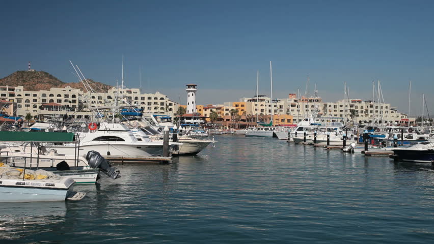 Cabo San Lucas Marine Harbor With Boats. Mexican Resort And Cruise Port ...