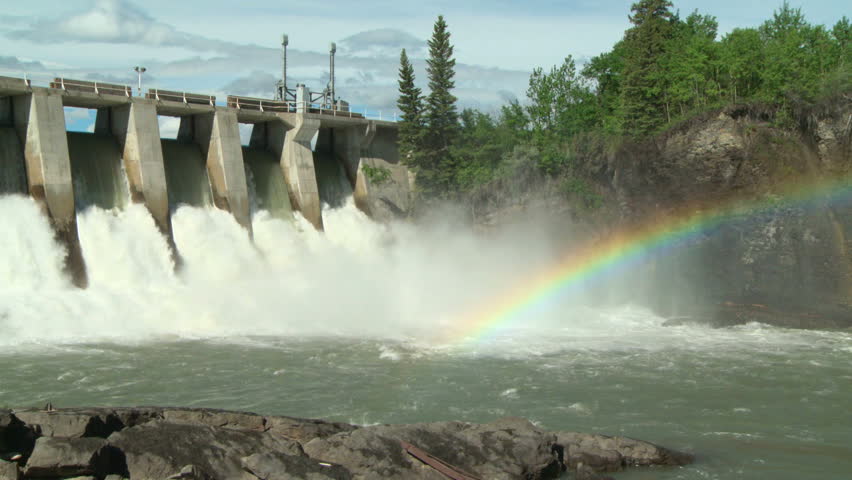 Rainbow On The Kananaskis Hydroelectric Dam Spillway, Bow River ...