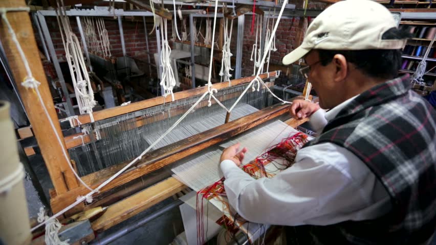 Weaver Working Handloom At Workshop, Manali, India. Stock Footage Video ...