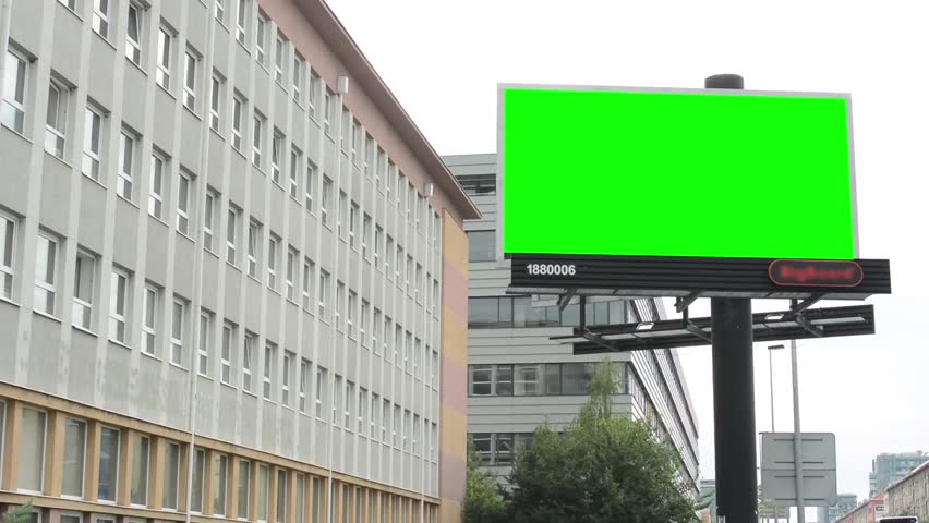 Billboard In The City Near Road - Green Screen - Buildings In ...