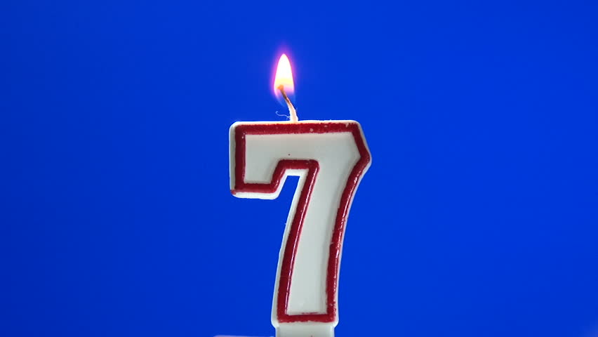 Number 7 - Seven Birthday Candle Burning - Blow Out At The End Stock ...