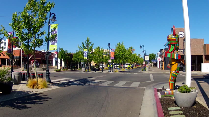 LANCASTER, CA: May 22, 2014- Wide Shot Of Downtown Circa 2014 In ...