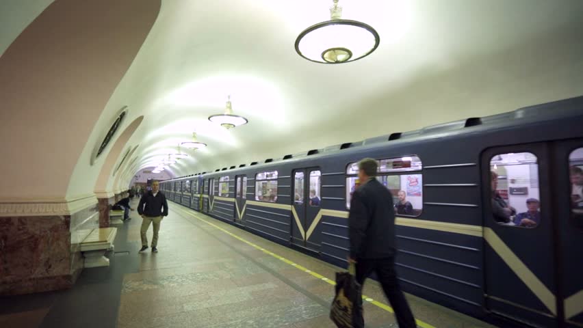 ST PETERSBURG - JUNE 2013: Departure Subway Train At Station Staraya ...