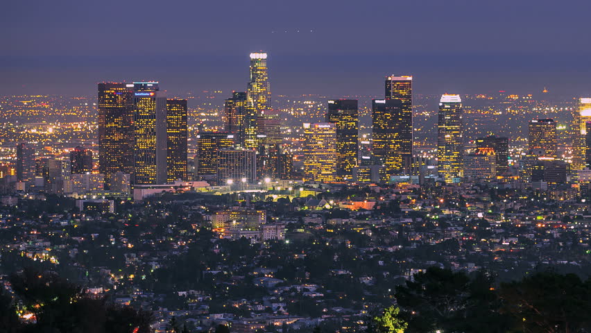 Los Angeles City Changing From Day To Night. Timelapse. Stock Footage ...