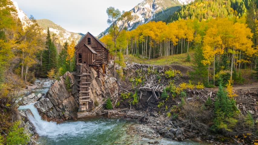 The Crystal Mill In The Rocky Mountains, Colorado, USA. Stock Footage ...