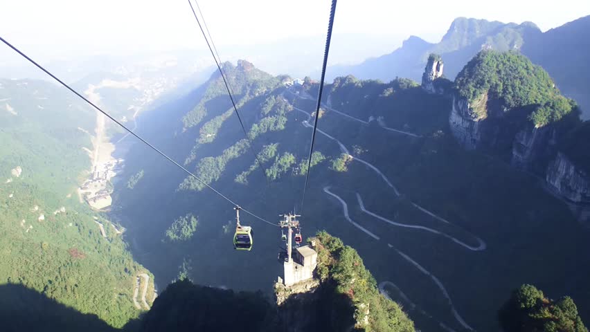 Cable Car On Tianmen Mountain China Stock Footage Video 8332426 ...