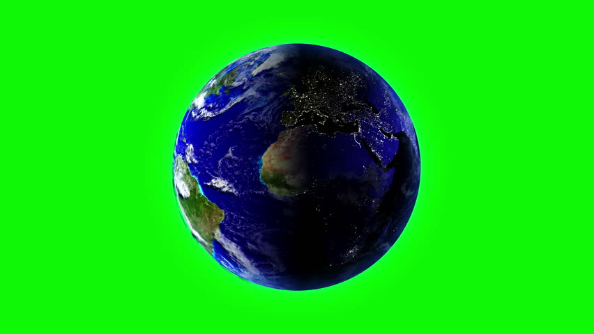 Earth With Clouds Rotation Chroma Key Looped Stock Footage Video ...