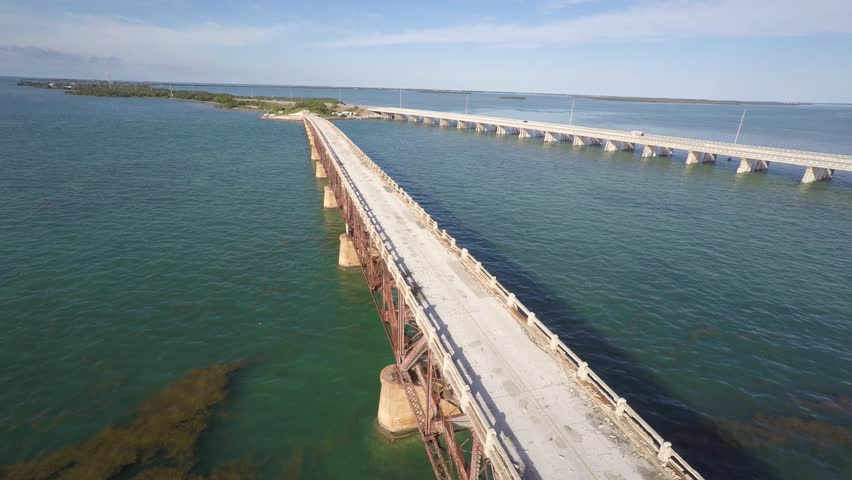 Florida Keys Overseas Railroad 4k Aerial Drone Video Stock Footage ...