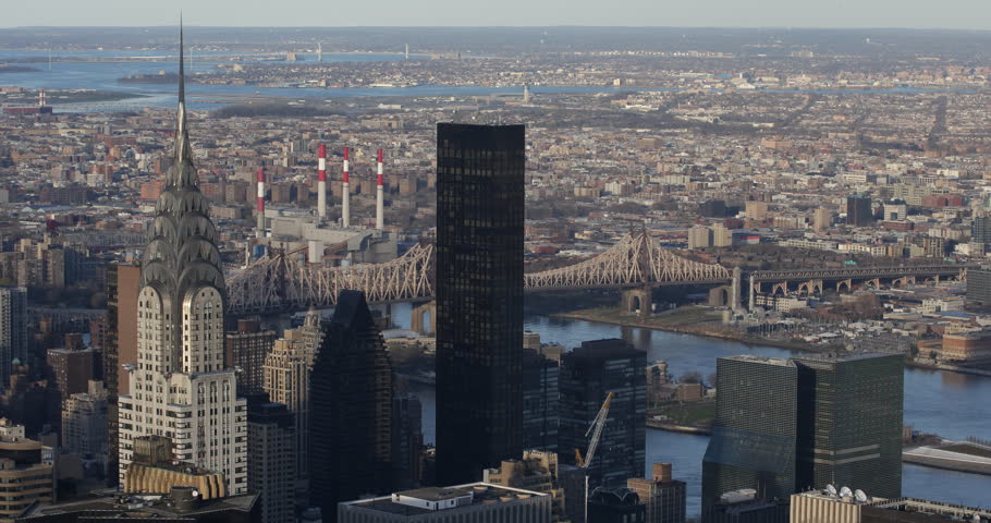 Aerial View Chrysler Building NYC Queensboro Bridge Trump Tower New ...