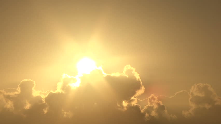 Close Up Of Bright Shining Sun Rising Above Clouds. Stock Footage Video ...