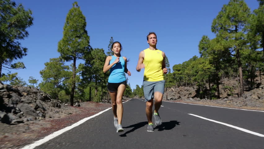 Fitness Sport People Running. Runner Man And Woman Couple Jogging ...