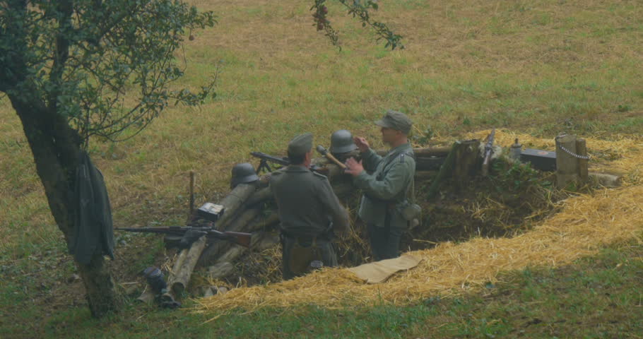 Monte Altuzzo, Italy - September 2014 Two German Soldiers In A Fox-hole ...