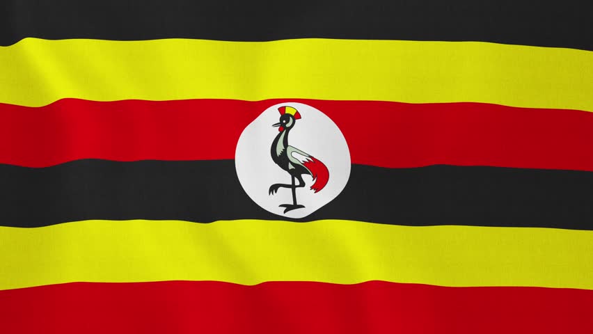 Closeup Cropped View Of A Fluttering National Flag Of Uganda Stock ...