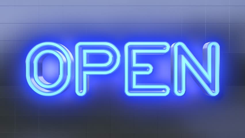 Square Open Neon Sign Loop In Front Stock Footage Video 9400913 ...