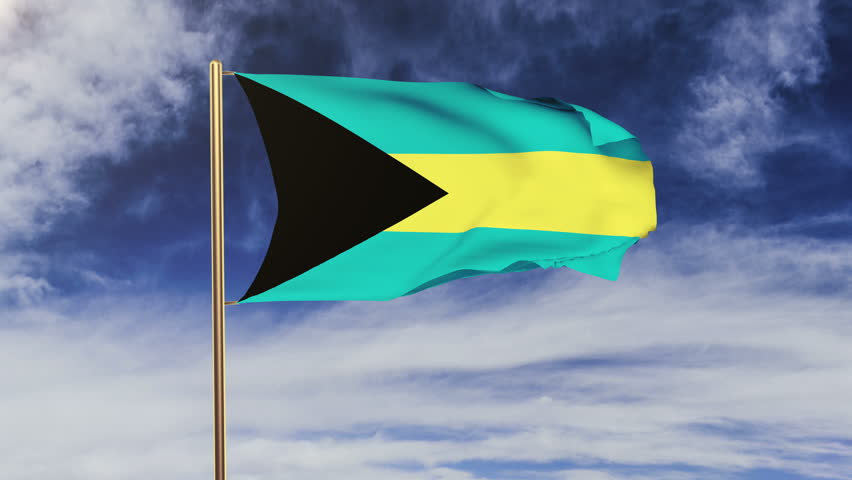 Bahamas flag waving in the wind. Green screen, alpha matte. Loopable ...