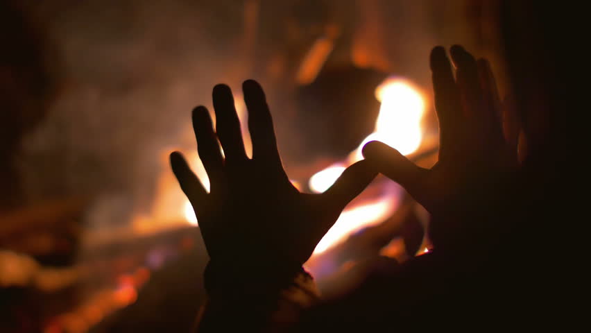 The Man Warm Hands Outdoor By The Flame Background. Heat And Powerful ...