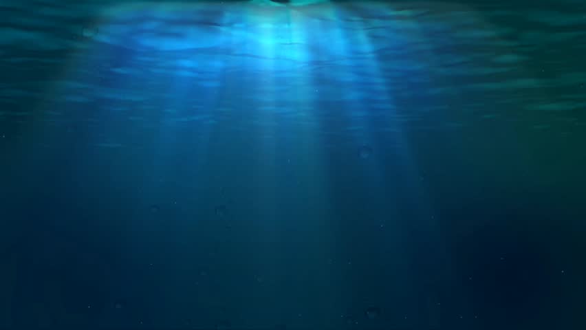 Looping Animation Of Ocean Waves From Underwater. Light Rays Shining ...